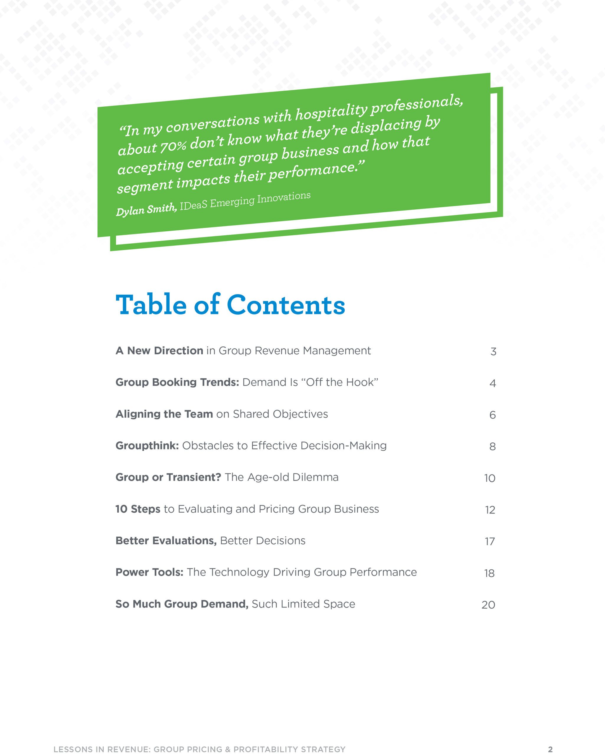 Page 2 - Table of Contents